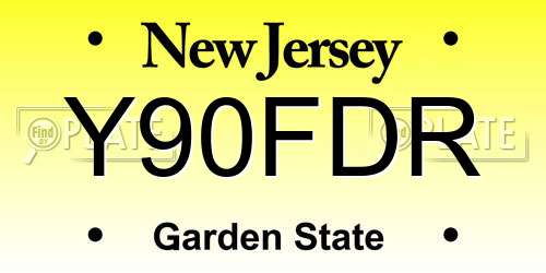 Y90FDR New Jersey License Plate