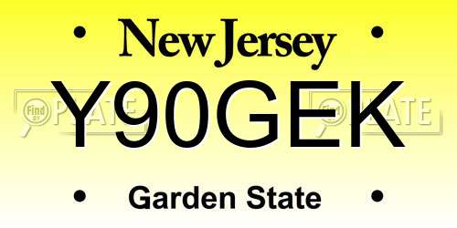 Y90GEK New Jersey License Plate