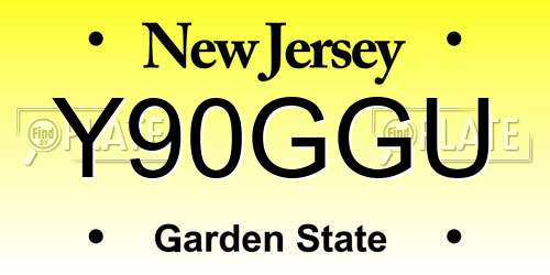 Y90GGU New Jersey License Plate