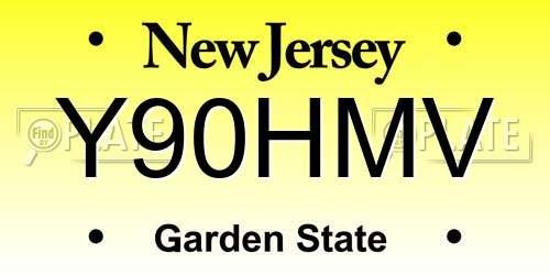Y90HMV New Jersey License Plate