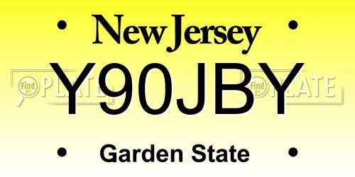 Y90JBY New Jersey License Plate