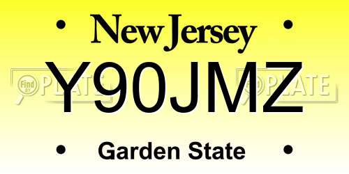 Y90JMZ New Jersey License Plate