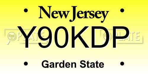 Y90KDP New Jersey License Plate