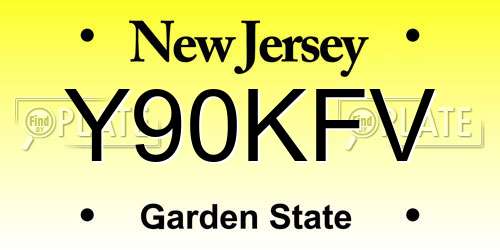 Y90KFV New Jersey License Plate
