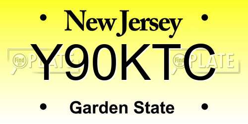 Y90KTC New Jersey License Plate