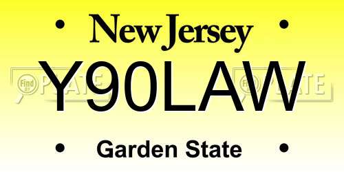 Y90LAW New Jersey License Plate