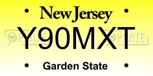 Y90MXT New Jersey License Plate
