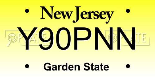 Y90PNN New Jersey License Plate