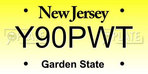Y90PWT New Jersey License Plate