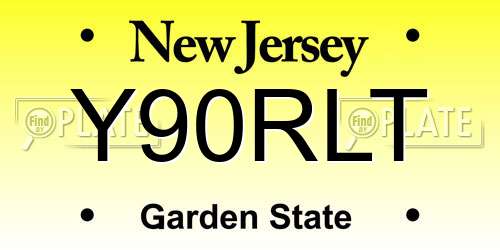 Y90RLT New Jersey License Plate