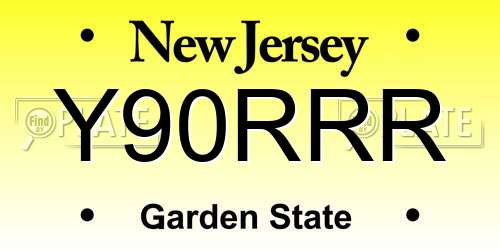 Y90RRR New Jersey License Plate