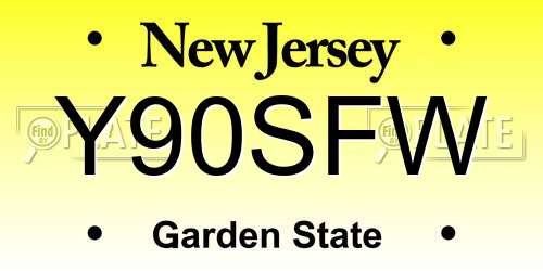 Y90SFW New Jersey License Plate