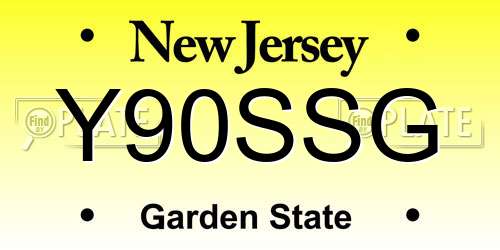 Y90SSG New Jersey License Plate