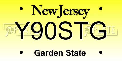 Y90STG New Jersey License Plate