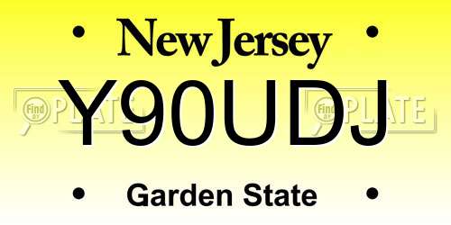 Y90UDJ New Jersey License Plate