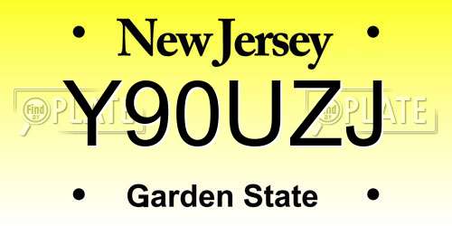 Y90UZJ New Jersey License Plate