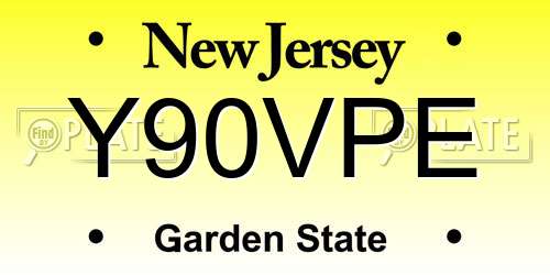 Y90VPE New Jersey License Plate
