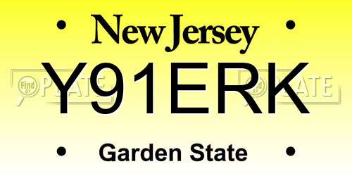 Y91ERK New Jersey License Plate