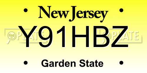 Y91HBZ New Jersey License Plate