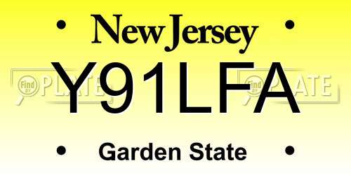 Y91LFA New Jersey License Plate