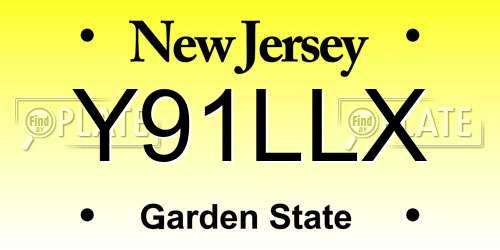 Y91LLX New Jersey License Plate