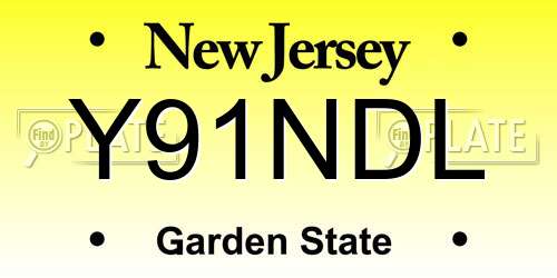 Y91NDL New Jersey License Plate