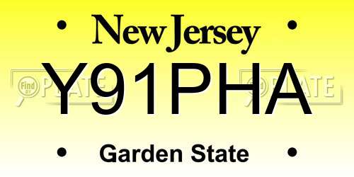 Y91PHA New Jersey License Plate