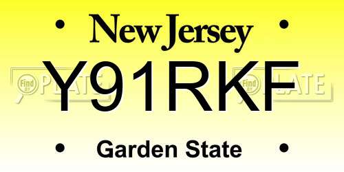 Y91RKF New Jersey License Plate