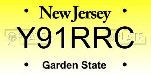 Y91RRC New Jersey License Plate
