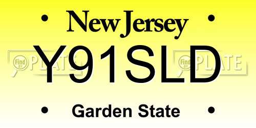 Y91SLD New Jersey License Plate