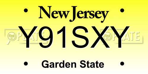 Y91SXY New Jersey License Plate