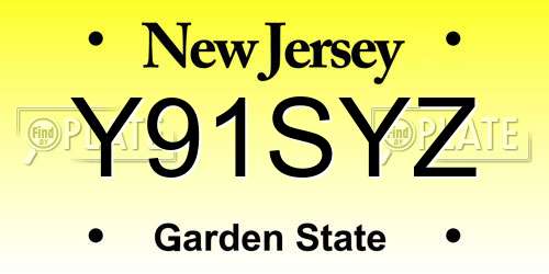Y91SYZ New Jersey License Plate