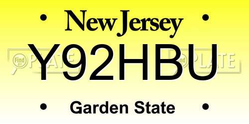 Y92HBU New Jersey License Plate