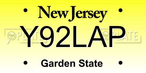 Y92LAP New Jersey License Plate