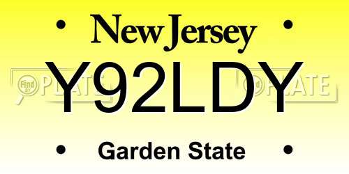 Y92LDY New Jersey License Plate