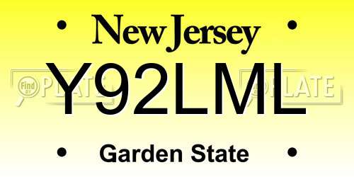 Y92LML New Jersey License Plate