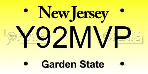 Y92MVP New Jersey License Plate