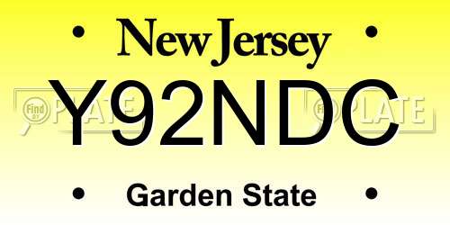 Y92NDC New Jersey License Plate