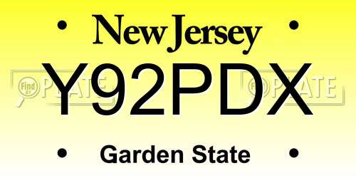 Y92PDX New Jersey License Plate