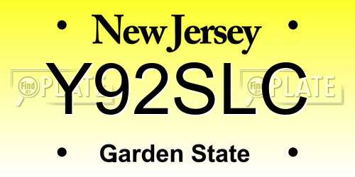 Y92SLC New Jersey License Plate