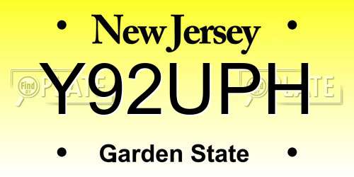 Y92UPH New Jersey License Plate