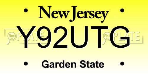 Y92UTG New Jersey License Plate