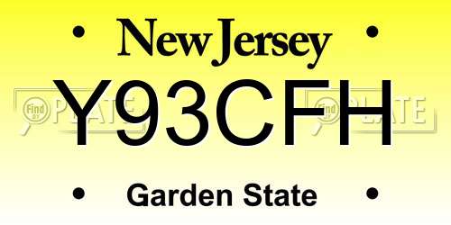 Y93CFH New Jersey License Plate