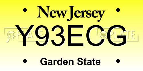 Y93ECG New Jersey License Plate