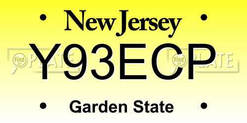 Y93ECP New Jersey License Plate