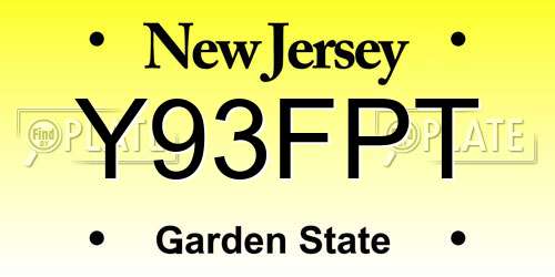 Y93FPT New Jersey License Plate
