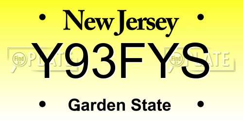 Y93FYS New Jersey License Plate