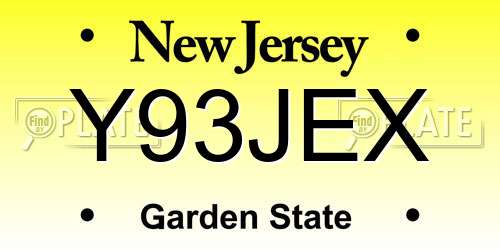 Y93JEX New Jersey License Plate