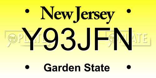 Y93JFN New Jersey License Plate