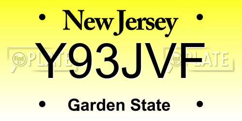Y93JVF New Jersey License Plate